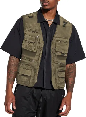 Fishing Vest for Men Casual Cargo Outerwear Work Outdoor Travel Lightweight Jacket with Pockets