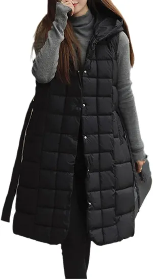 Fjnbbiot Autumn Winter Sleeveless Puffer Vest Women Warm Outerwear Casual Hooded Cotton Padded Coat Waistcoat