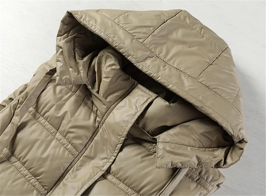 Fjnbbiot Winter Long Sleeveless Vest For Women Removable Hooded Coat Cotton Padded Puffer Jacket Loose Outwear