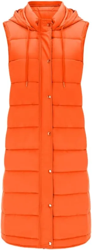 Fjnbbiot Women Bright Color Down Vest Cotton Padded Jacket Sleeveless Winter Long Waistcoat Coat Vest