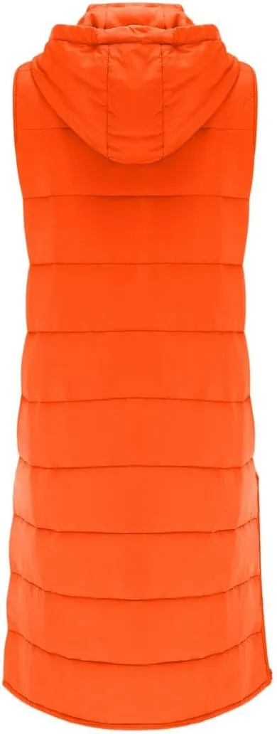 Fjnbbiot Women Bright Color Down Vest Cotton Padded Jacket Sleeveless Winter Long Waistcoat Coat Vest