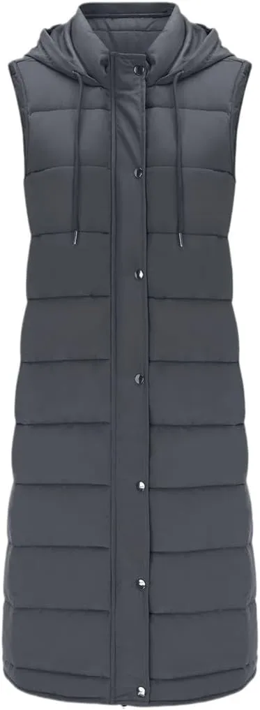 Fjnbbiot Women Bright Color Down Vest Cotton Padded Jacket Sleeveless Winter Long Waistcoat Coat Vest