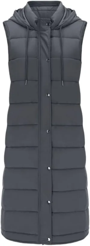 Fjnbbiot Women Bright Color Down Vest Cotton Padded Jacket Sleeveless Winter Long Waistcoat Coat Vest