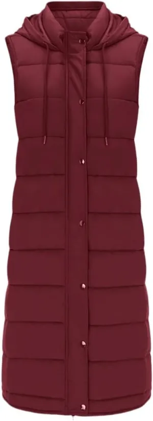 Fjnbbiot Women Bright Color Down Vest Cotton Padded Jacket Sleeveless Winter Long Waistcoat Coat Vest