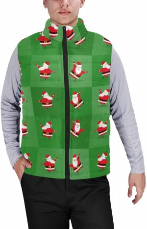 Fleece Vest French Dog Holly Berry Men'S Puffer Vest Quilted Sleeveless Jacket Outerwear Winter Outdoor Warm