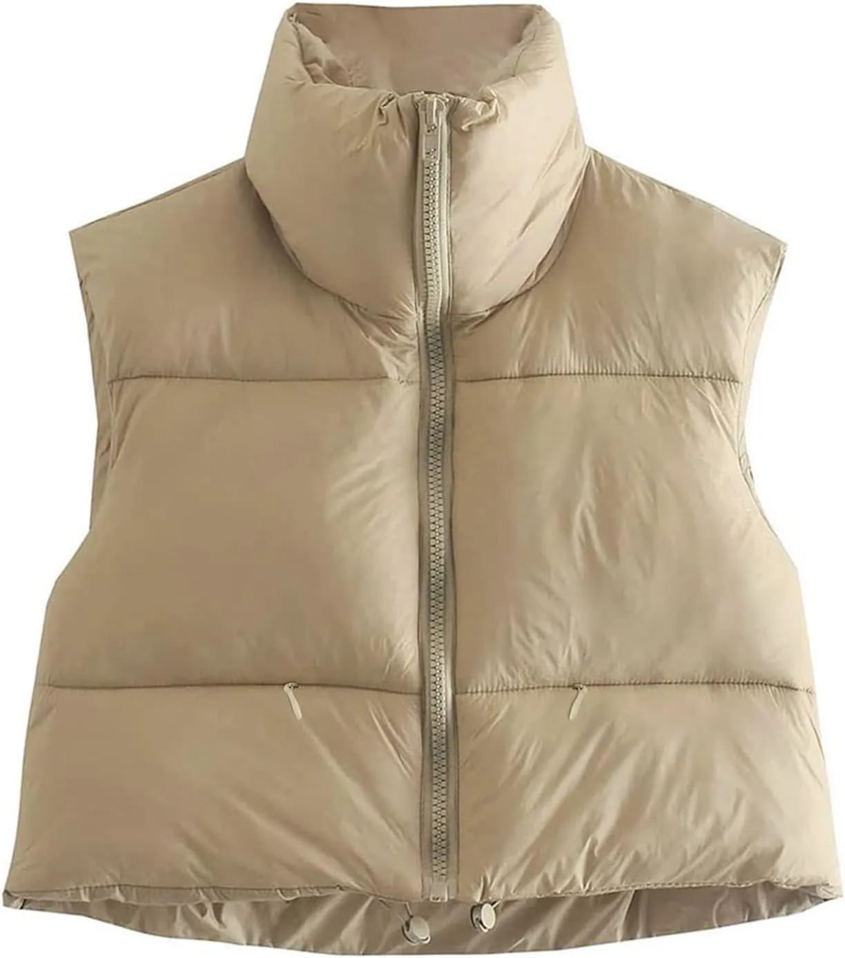 Flygo Women's Cropped Puffer Vest Zip Up Stand Collar Sleeveless Padded Bubble Vest
