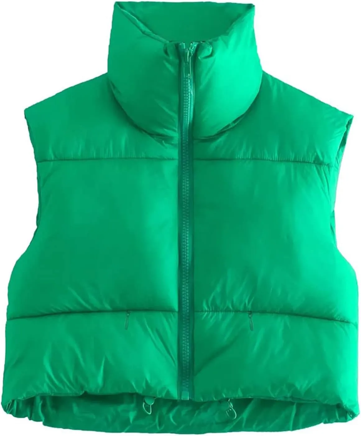 Flygo Women's Cropped Puffer Vest Zip Up Stand Collar Sleeveless Padded Bubble Vest