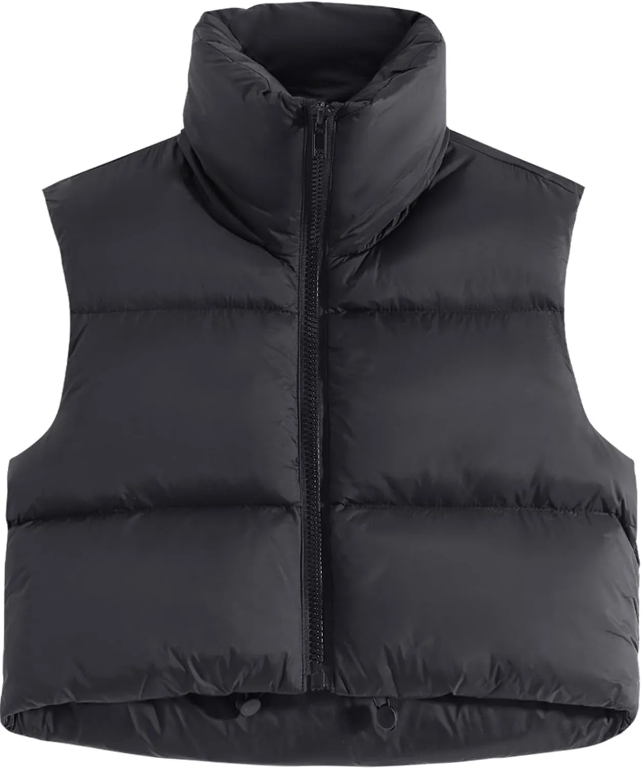 Fuinloth Women's Padded Vest, High Stand Collar Lightweight Zip Crop Puffer Gilet