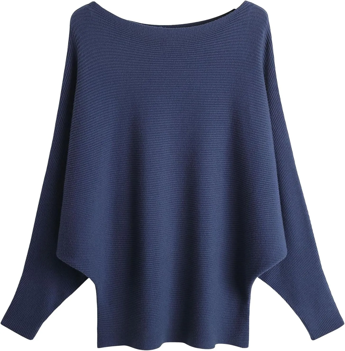 FULIER Women Oversized Boat Neck Batwing Sleeves Dolman Knitted Sweaters Lightweight Pullovers Tops One Size