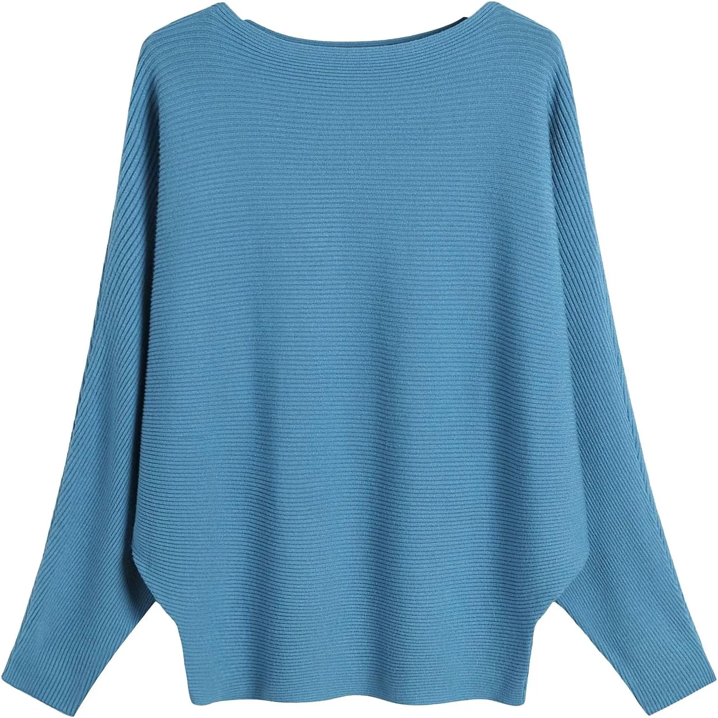 FULIER Women Oversized Boat Neck Batwing Sleeves Dolman Knitted Sweaters Lightweight Pullovers Tops One Size