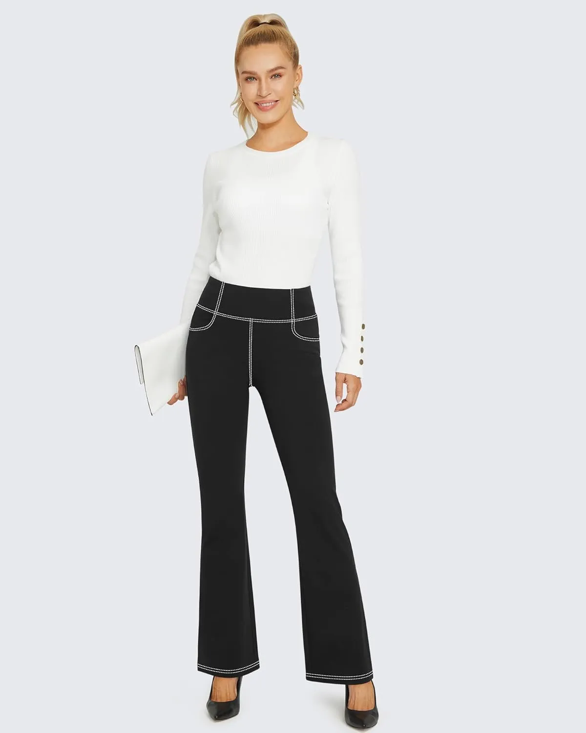 G4Free Bootcut Yoga Pants with 4 Pockets Flare Leggings for Women High Waisted Casual Dress Pants