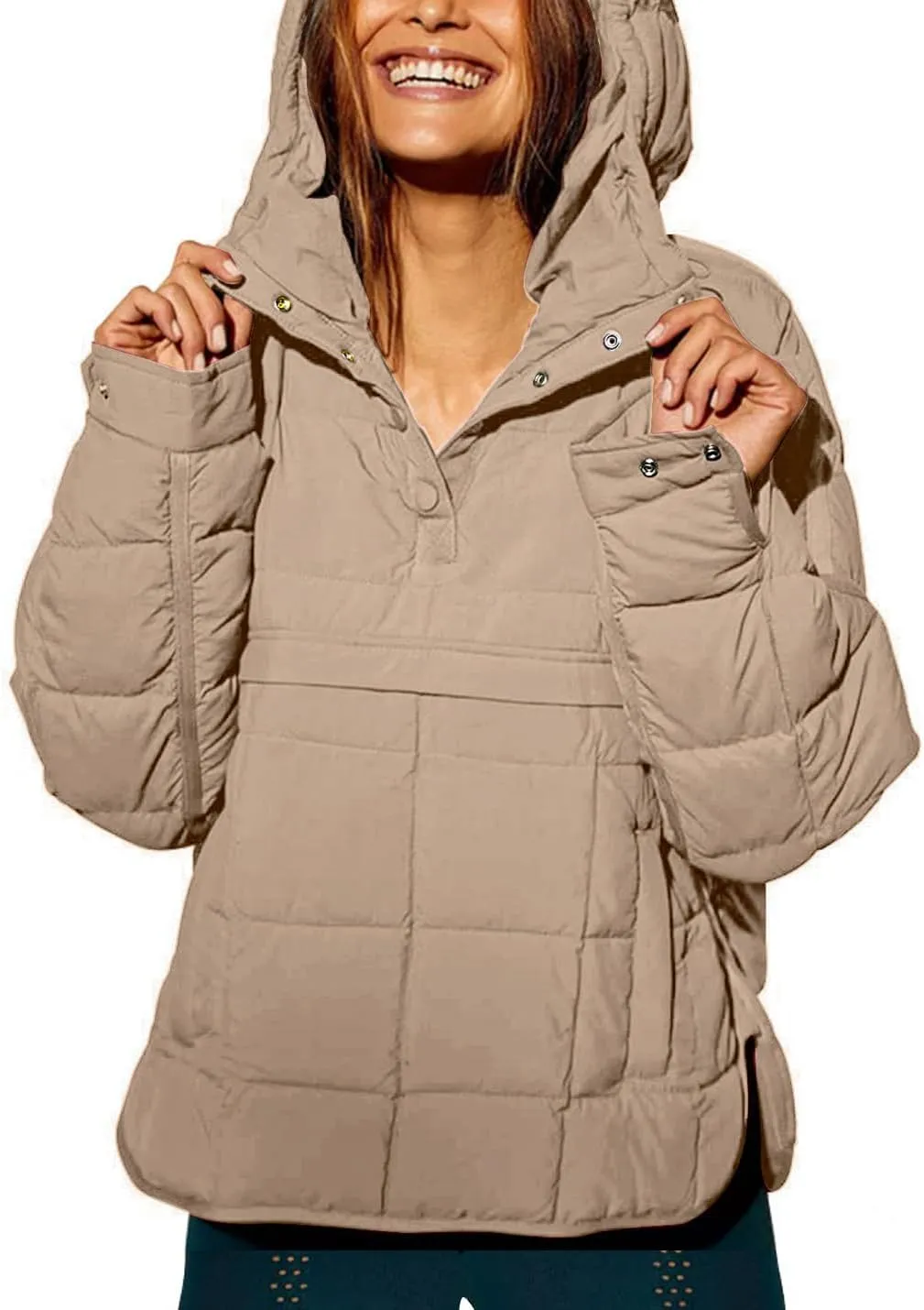 Gacaky Women's Quilted Pullover Puffer Jacket Warm Winter Hoodies Down Coat with Pockets