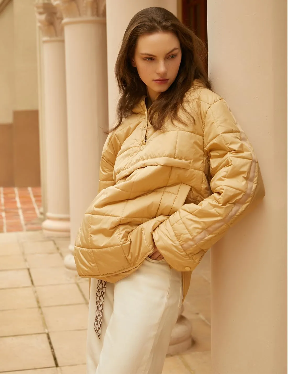Gacaky Women's Quilted Pullover Puffer Jacket Warm Winter Hoodies Down Coat with Pockets