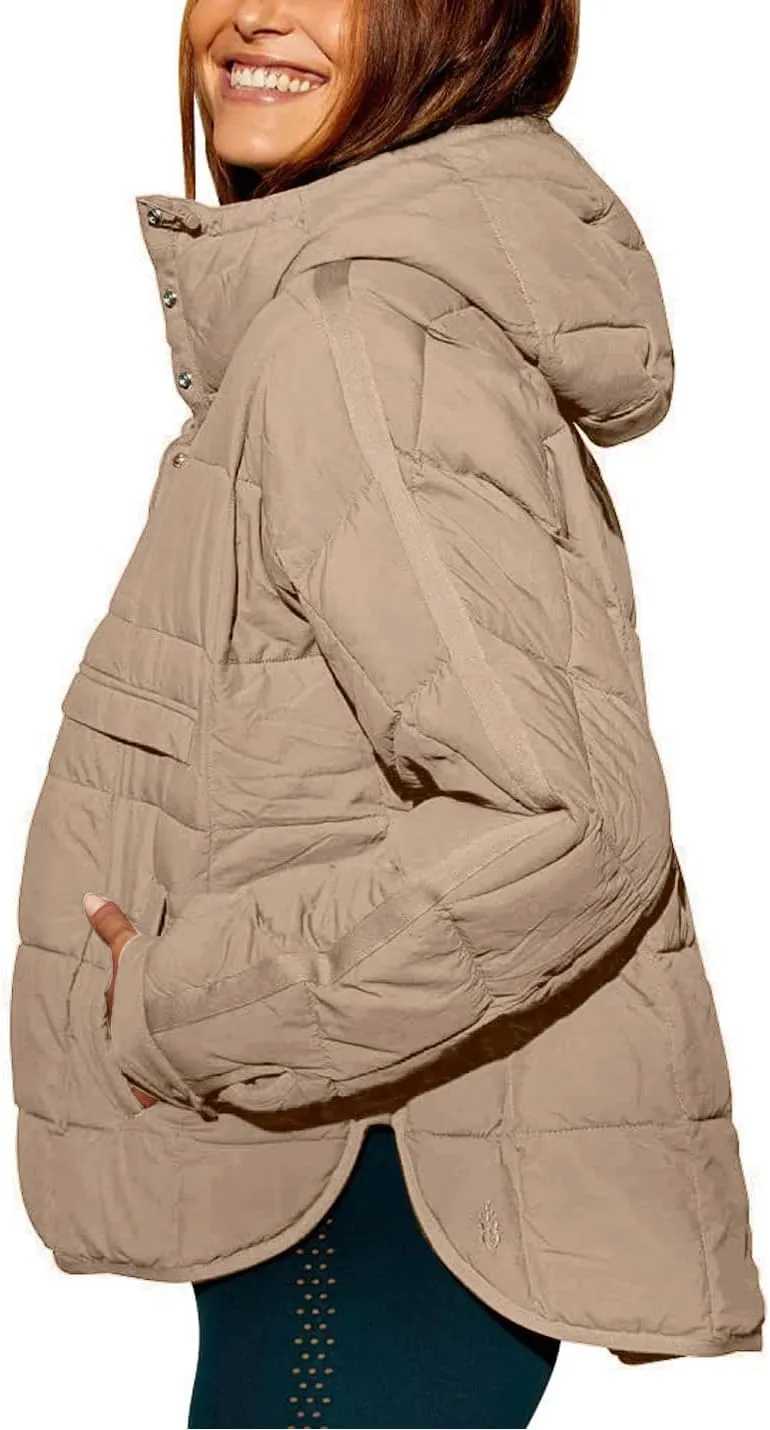 Gacaky Women's Quilted Pullover Puffer Jacket Warm Winter Hoodies Down Coat with Pockets