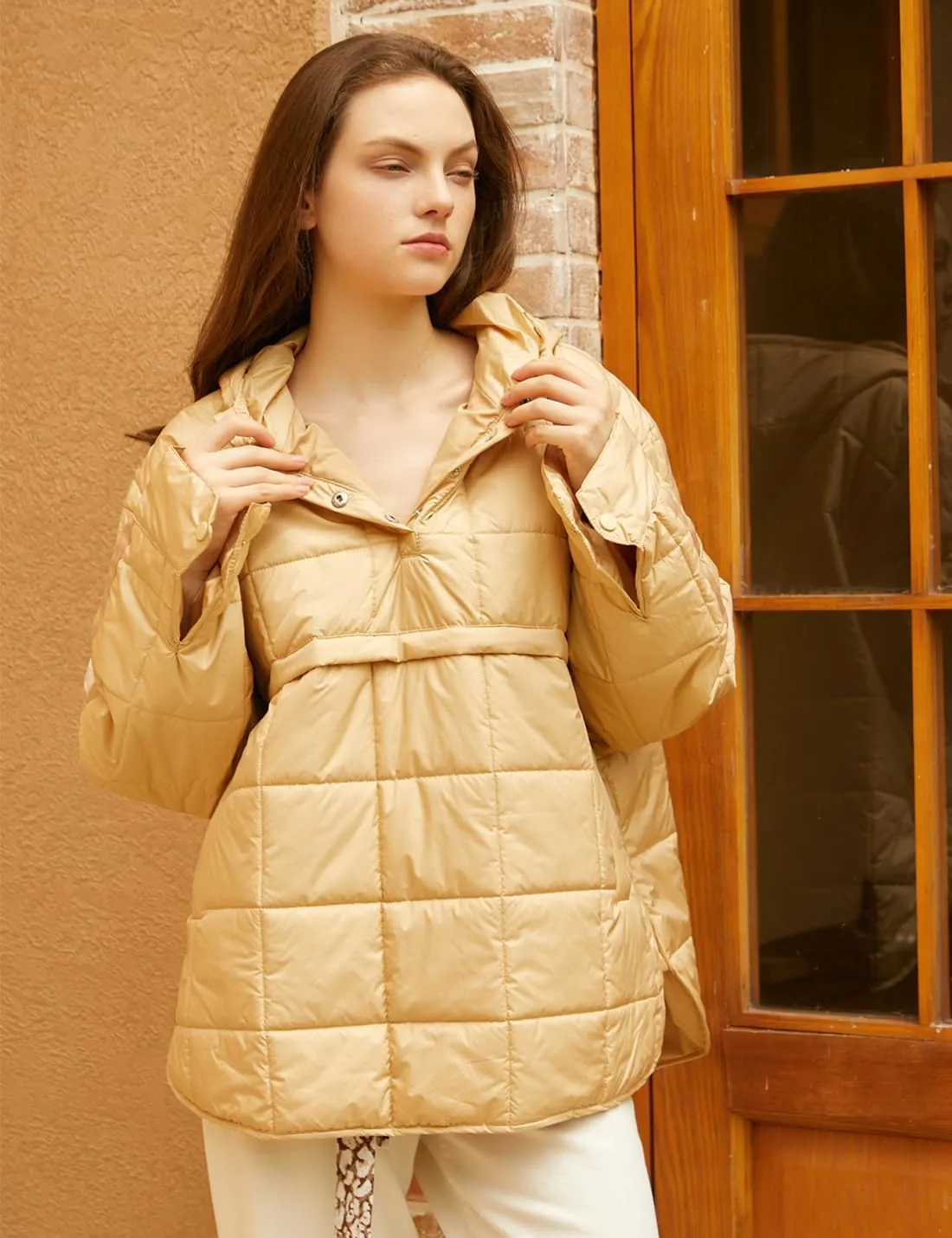 Gacaky Women's Quilted Pullover Puffer Jacket Warm Winter Hoodies Down Coat with Pockets