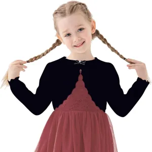 Girls' Baby Cardigan Children's Knitted Sweater Children's Front Open Long Sleeved Dress Cover up One Button Closure Top
