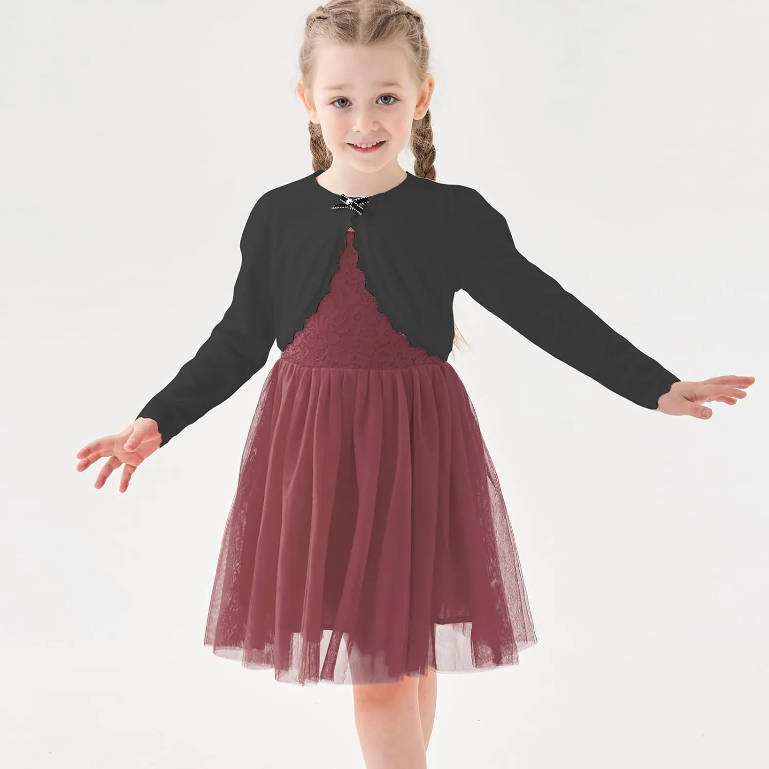 Girls' Baby Cardigan Children's Knitted Sweater Children's Front Open Long Sleeved Dress Cover up One Button Closure Top