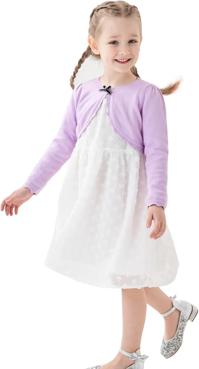 Girls' Baby Cardigan Children's Knitted Sweater Children's Front Open Long Sleeved Dress Cover up One Button Closure Top