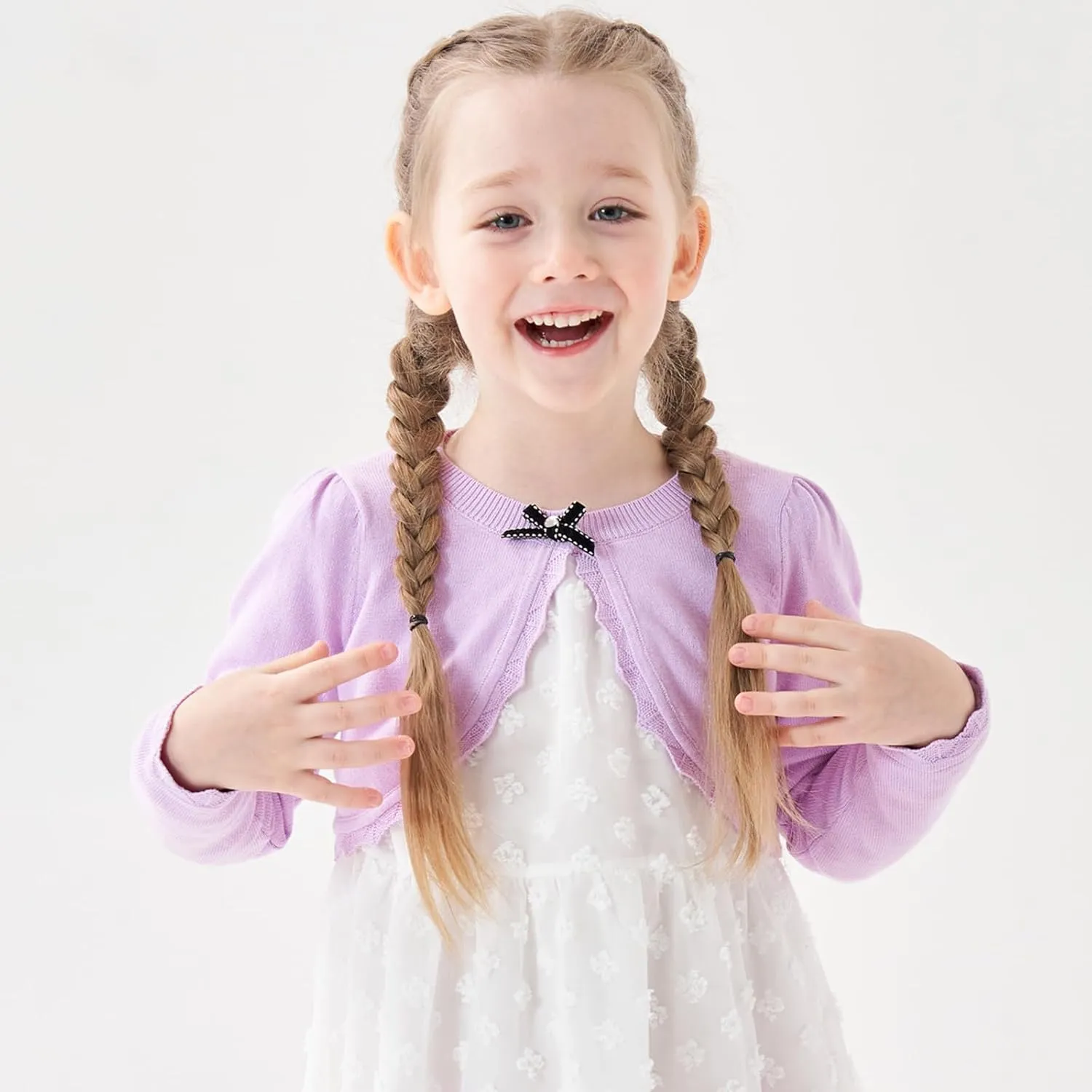Girls' Baby Cardigan Children's Knitted Sweater Children's Front Open Long Sleeved Dress Cover up One Button Closure Top