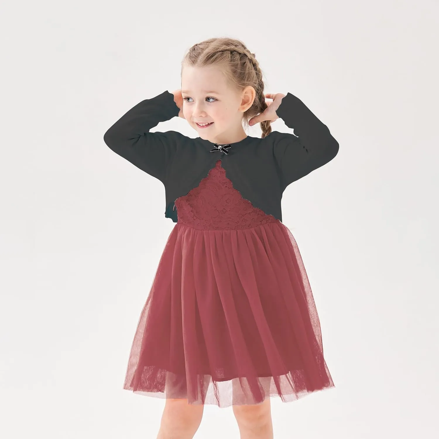 Girls' Baby Cardigan Children's Knitted Sweater Children's Front Open Long Sleeved Dress Cover up One Button Closure Top