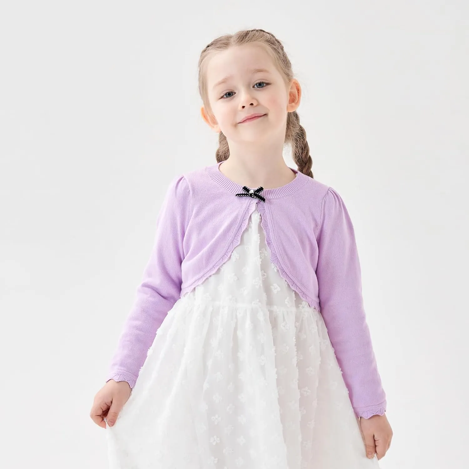 Girls' Baby Cardigan Children's Knitted Sweater Children's Front Open Long Sleeved Dress Cover up One Button Closure Top