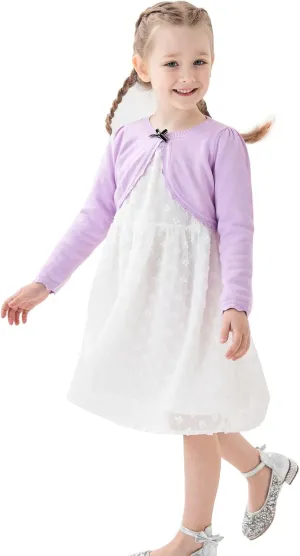 Girls' Baby Cardigan Children's Knitted Sweater Children's Front Open Long Sleeved Dress Cover up One Button Closure Top