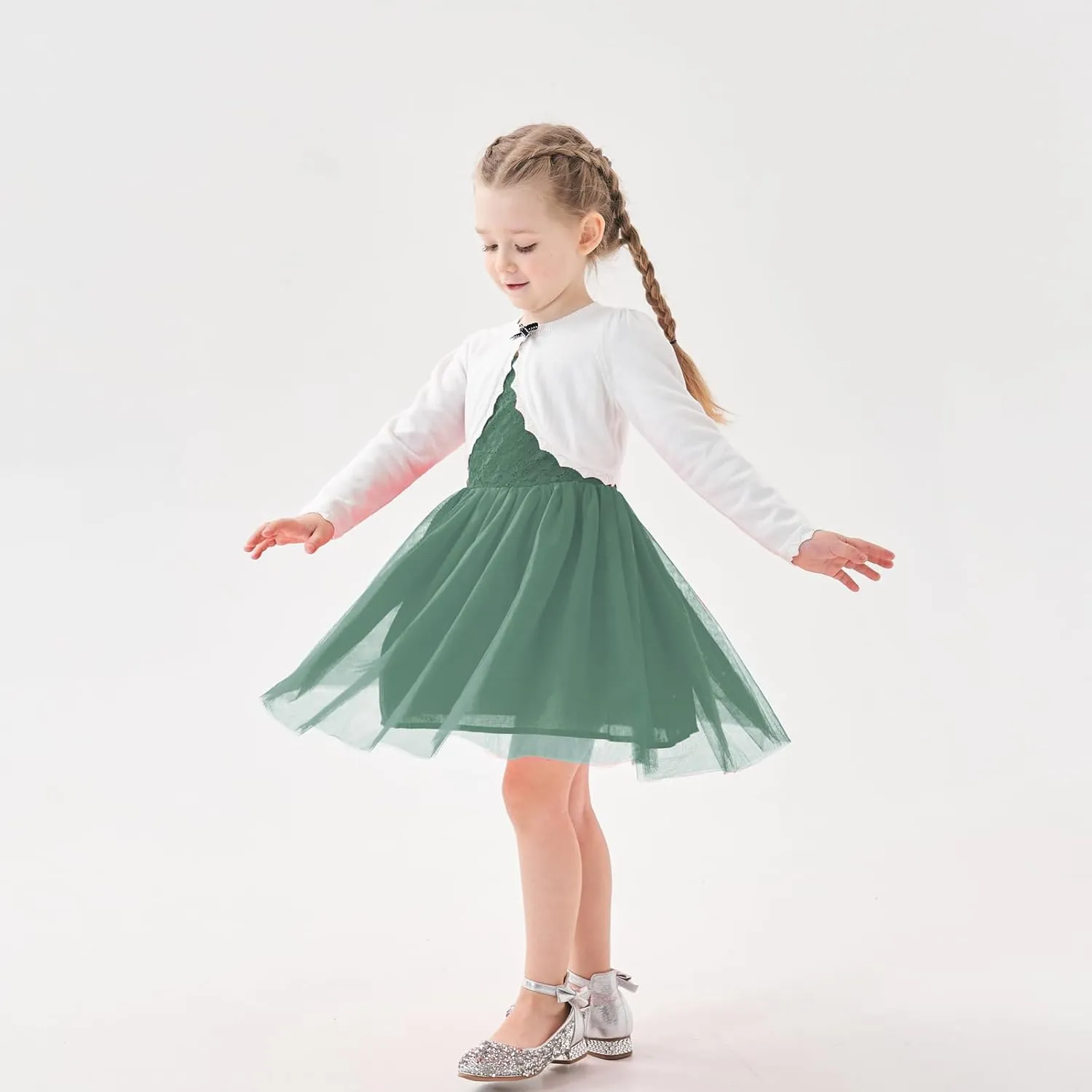 Girls' Baby Cardigan Children's Knitted Sweater Children's Front Open Long Sleeved Dress Cover up One Button Closure Top