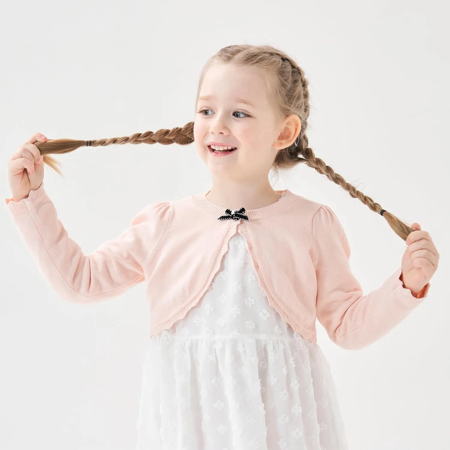 Girls' Baby Cardigan Children's Knitted Sweater Children's Front Open Long Sleeved Dress Cover up One Button Closure Top