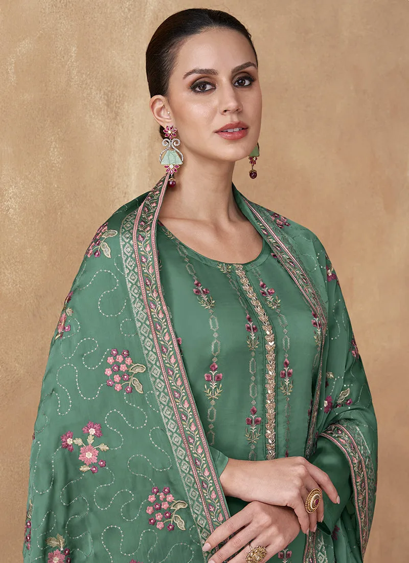 Green Sequence Embroidery Salwar Kameez