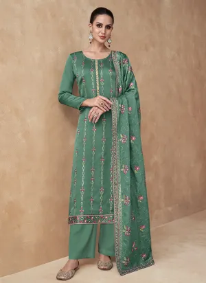 Green Sequence Embroidery Salwar Kameez