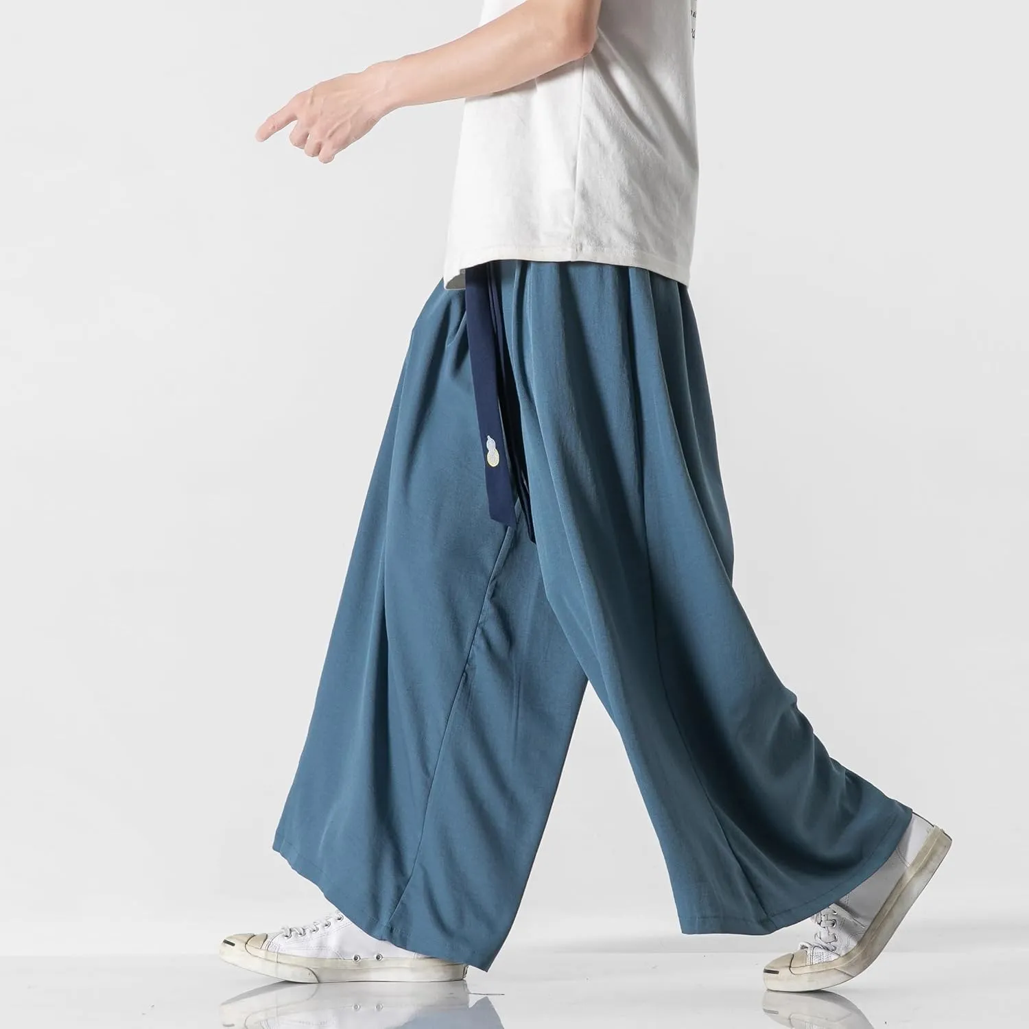 GURUNVANI Men's Wide Leg Pants Japanese Yoga Pants Hip Hop Baggy Trousers