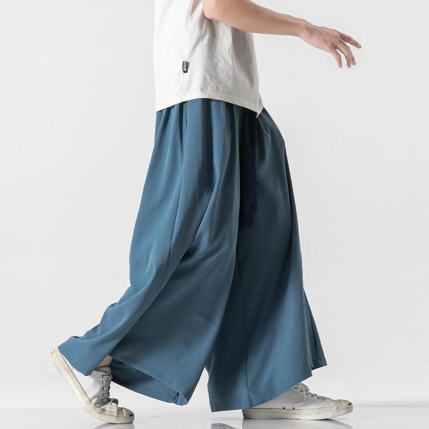 GURUNVANI Men's Wide Leg Pants Japanese Yoga Pants Hip Hop Baggy Trousers