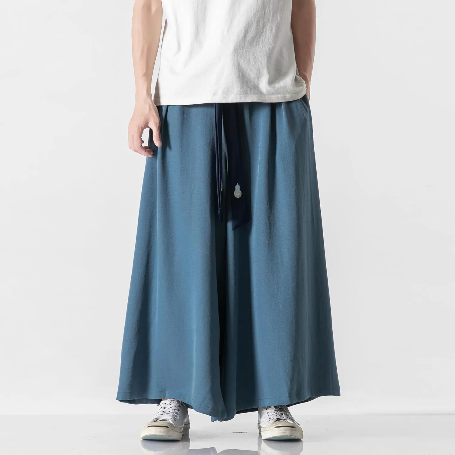 GURUNVANI Men's Wide Leg Pants Japanese Yoga Pants Hip Hop Baggy Trousers