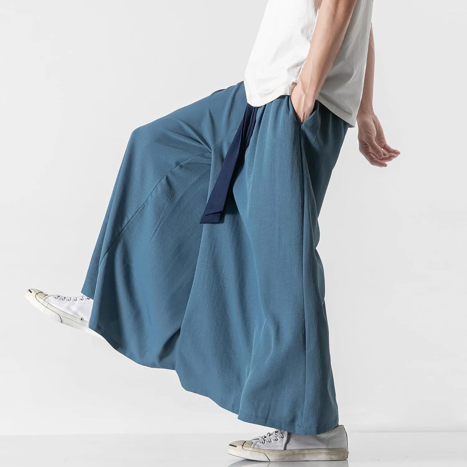 GURUNVANI Men's Wide Leg Pants Japanese Yoga Pants Hip Hop Baggy Trousers