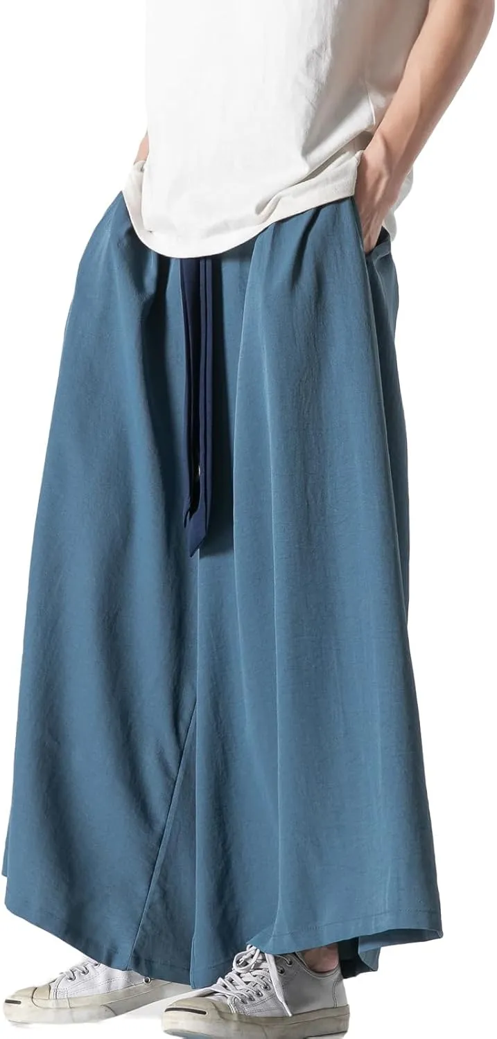 GURUNVANI Men's Wide Leg Pants Japanese Yoga Pants Hip Hop Baggy Trousers