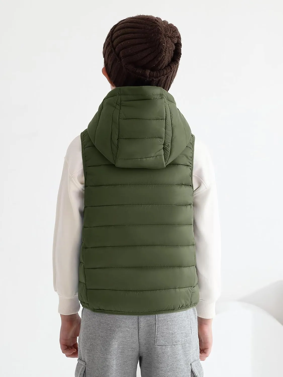 Haloumoning Boys Puffer Vest Kids Sleeveless Lightweight Puffy Down Jacket with Hood 4-14 Years