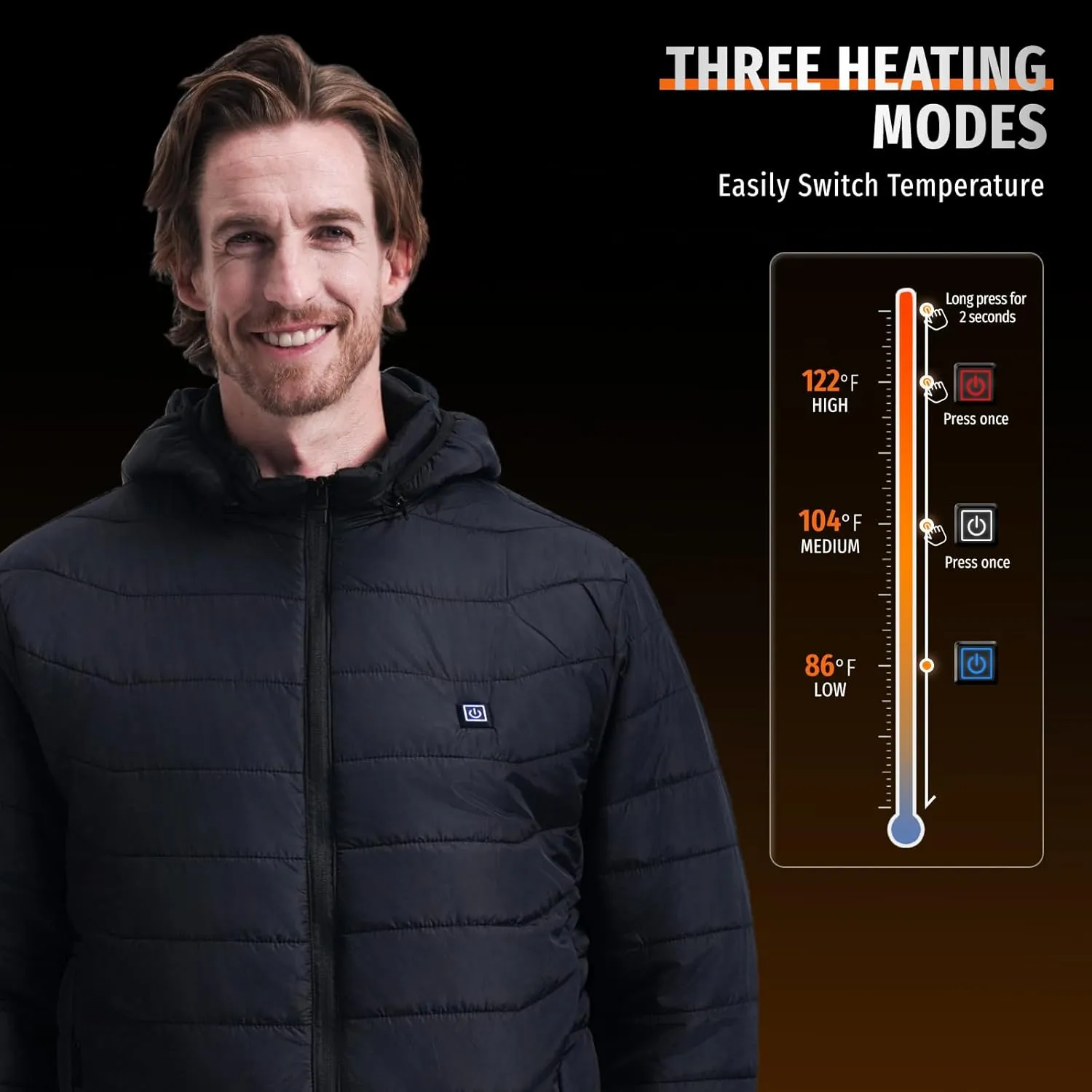 Heated Jacket for Men with 20000mAh Battery Pack, Mens Electric Heating Coat, Thermal Winter Heated Clothing