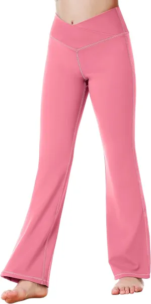 Heathyoga Girl's Yoga Pants Flare Leggings for Girls Crossover Sweatpants Bootcut Dance Pants Athletic Bell Bottoms
