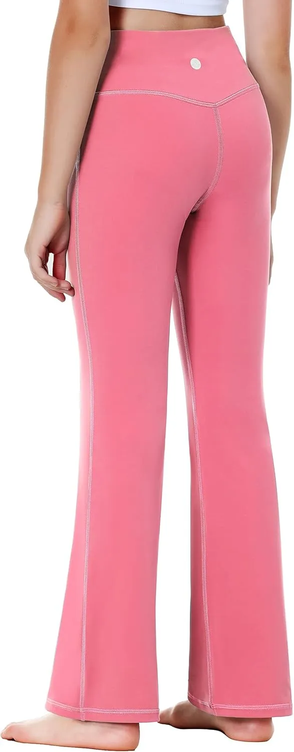 Heathyoga Girl's Yoga Pants Flare Leggings for Girls Crossover Sweatpants Bootcut Dance Pants Athletic Bell Bottoms