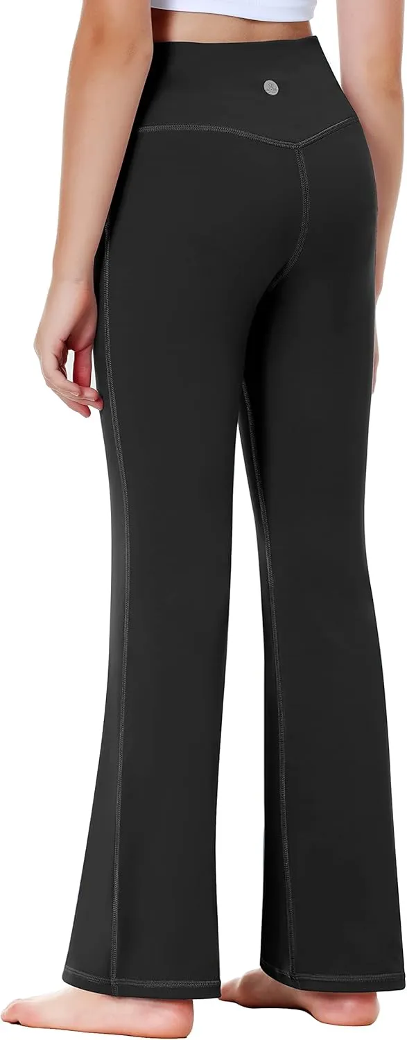 Heathyoga Girl's Yoga Pants Flare Leggings for Girls Crossover Sweatpants Bootcut Dance Pants Athletic Bell Bottoms