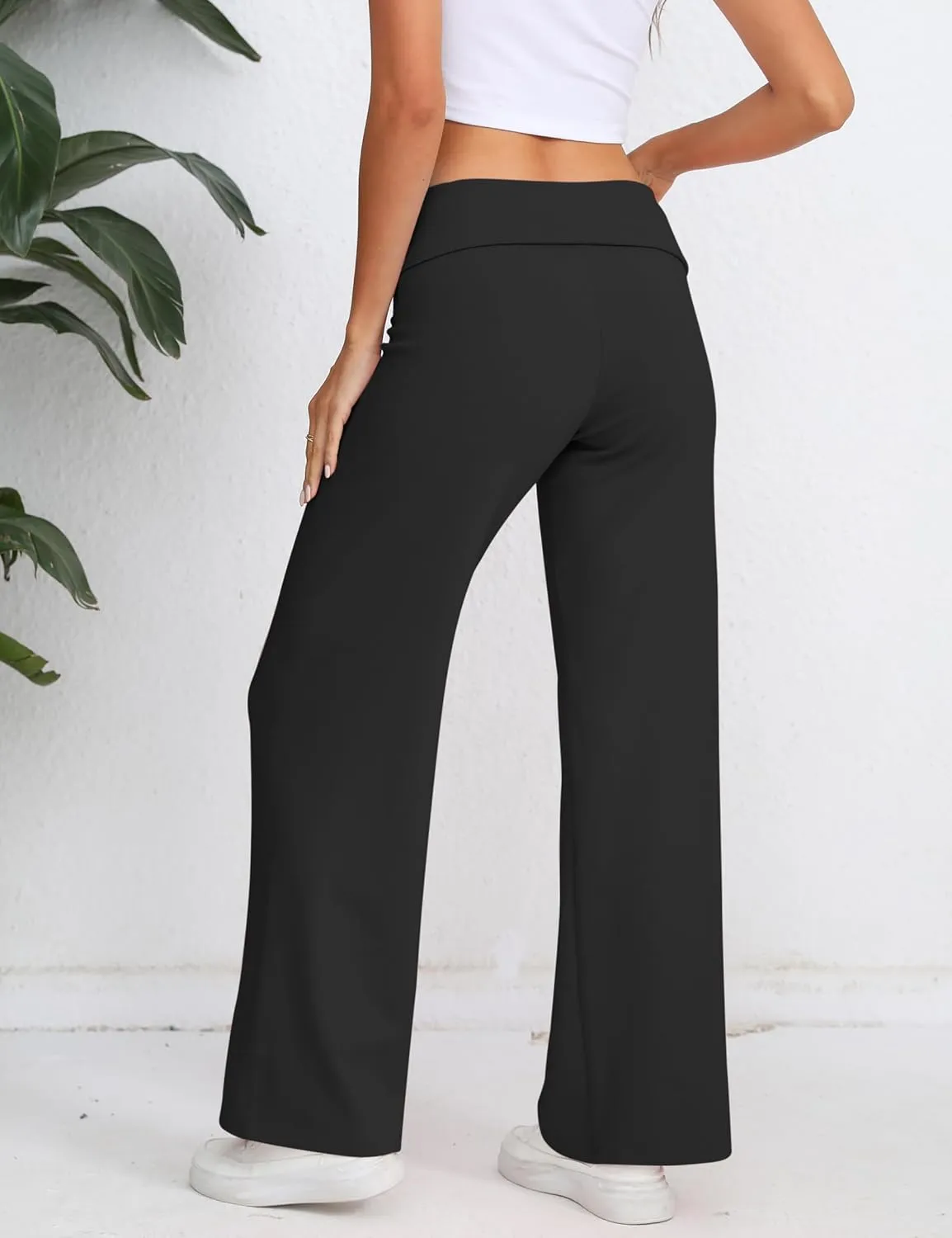 HeSaYep Women's Wide Leg Sweatpants Workout Lounge Pants Fold Over Low Rise Yoga Pants