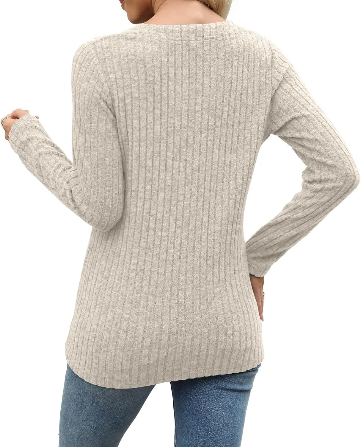 Heymiss Long Sleeve Shirts for Women V Neck Lightweight Sweaters Loose Casual Tunic Tops
