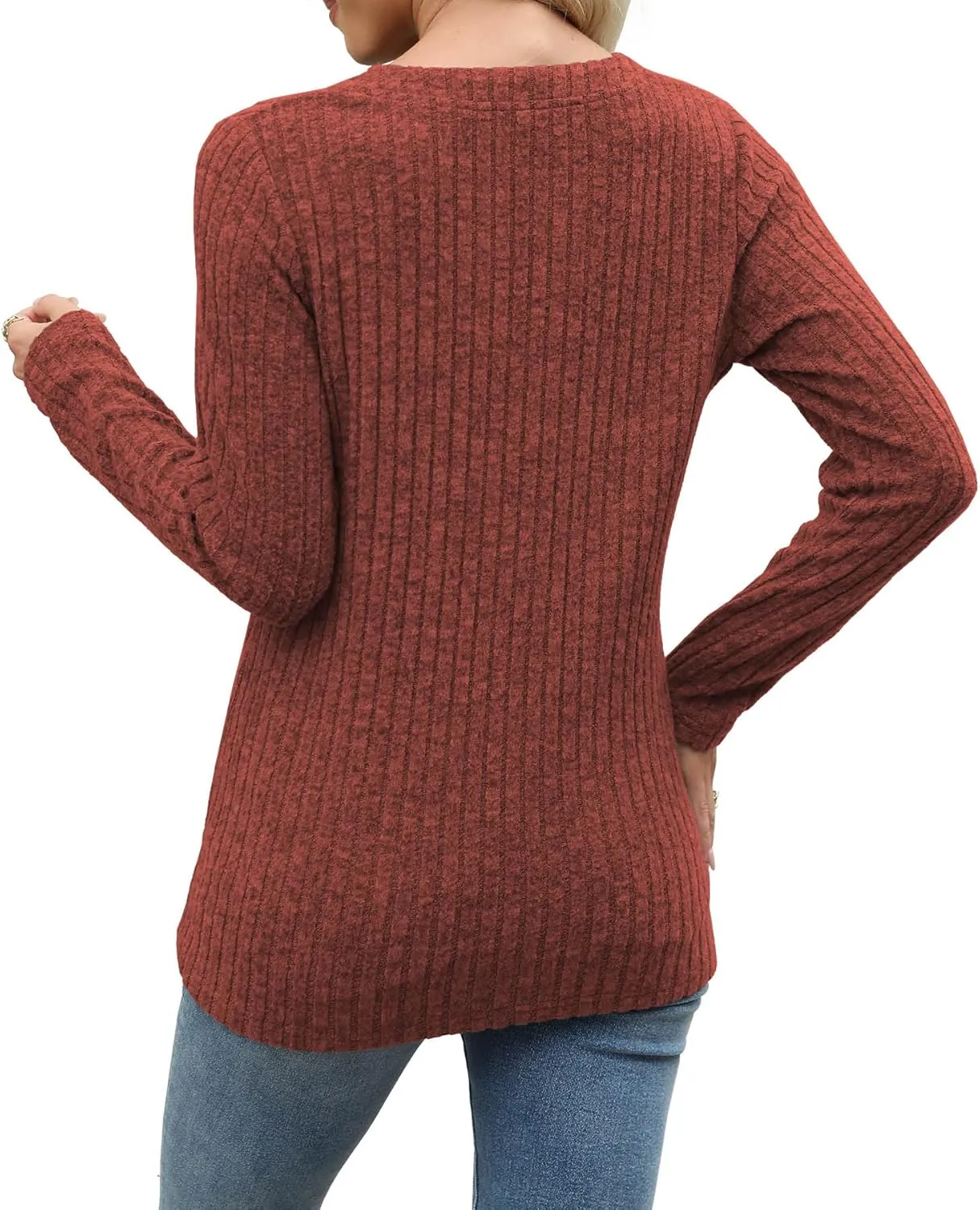 Heymiss Long Sleeve Shirts for Women V Neck Lightweight Sweaters Loose Casual Tunic Tops