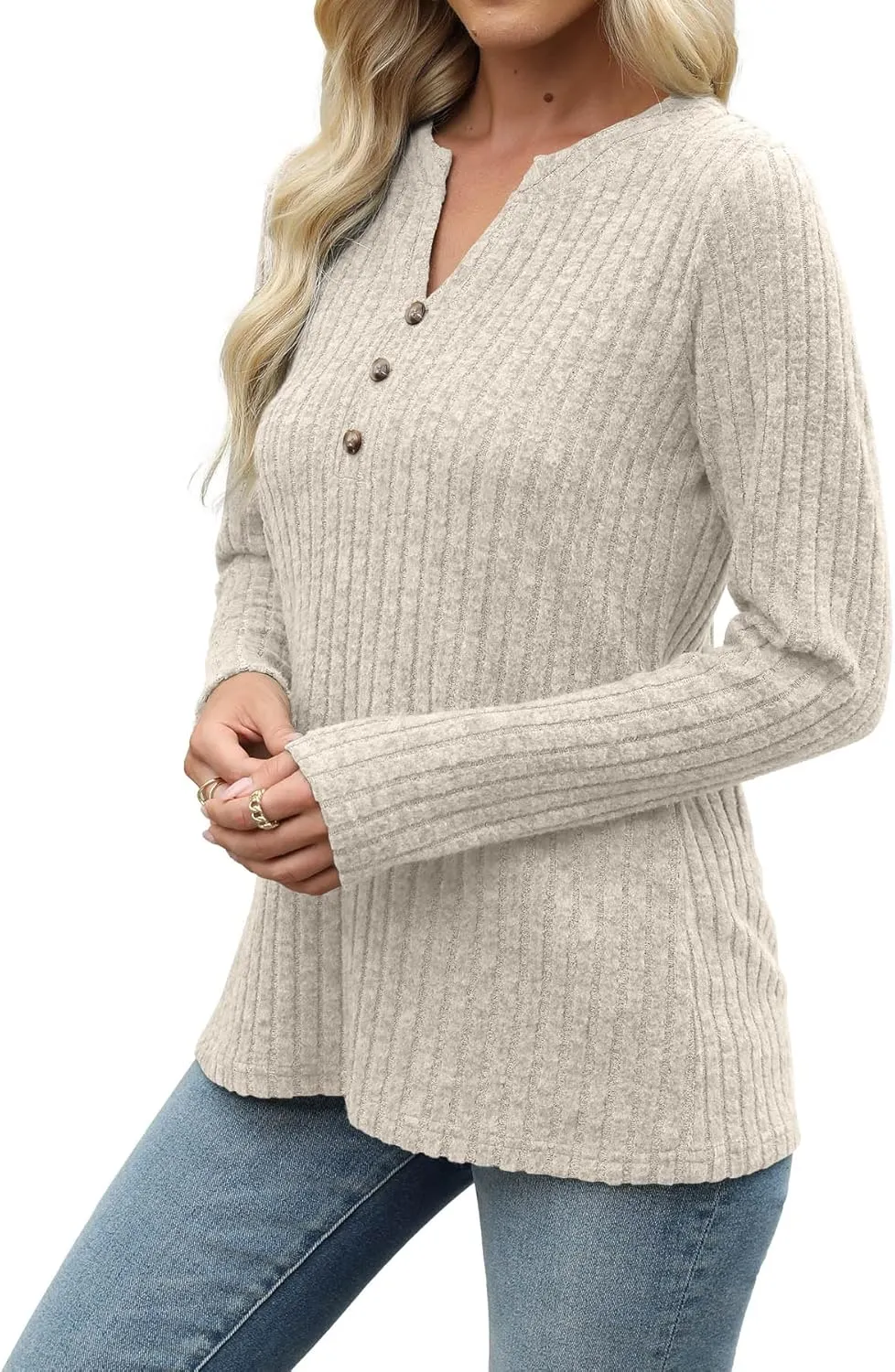 Heymiss Long Sleeve Shirts for Women V Neck Lightweight Sweaters Loose Casual Tunic Tops