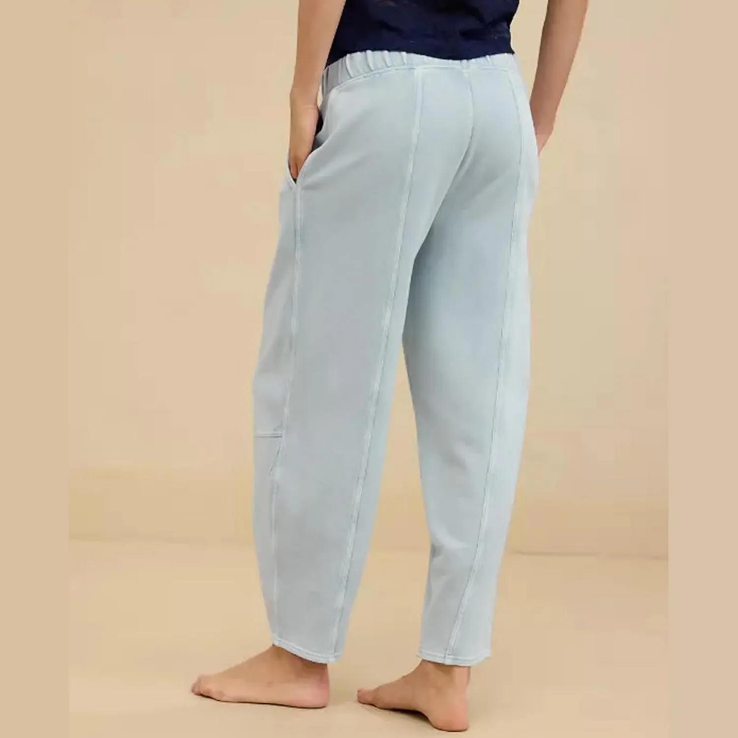 Hixiaohe Womens Baggy Wide Leg Pants Casual Barrel Trousers Elastic Waisted Sweatpant Palazzo Harem Pants with Pockets