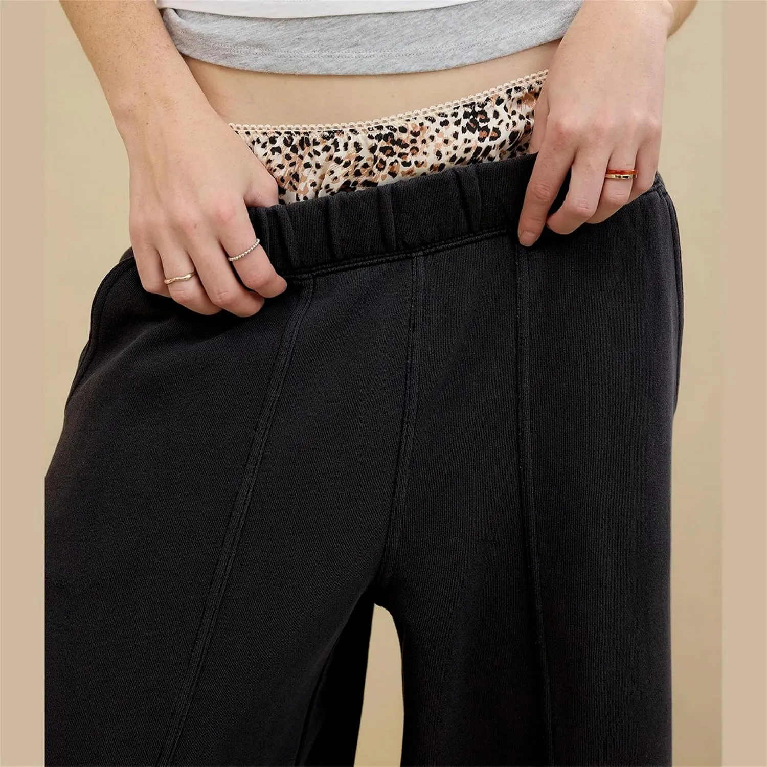 Hixiaohe Womens Baggy Wide Leg Pants Casual Barrel Trousers Elastic Waisted Sweatpant Palazzo Harem Pants with Pockets