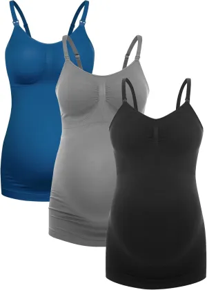 HOFISH Support Nursing Tank Tops for Breastfeeding, Comfort Stretch Maternity Camisoles