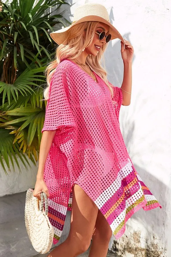 HOLLOW KNITTED SWIM POOL COVERUP