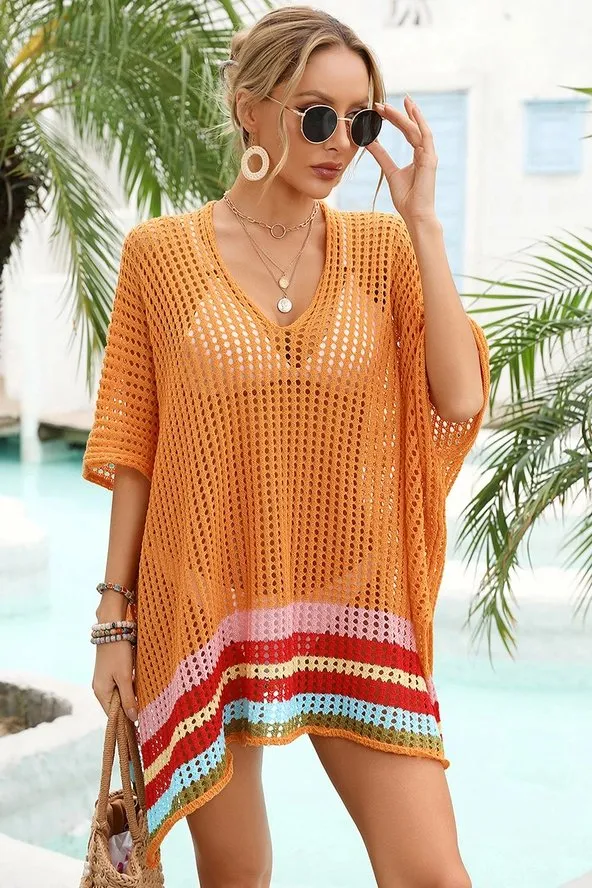 HOLLOW KNITTED SWIM POOL COVERUP