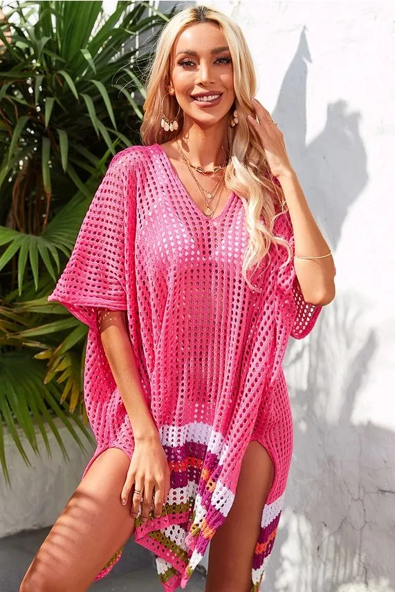 HOLLOW KNITTED SWIM POOL COVERUP